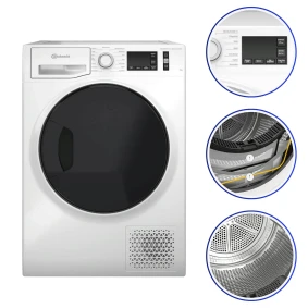 Suszarka z pompą ciepła Bauknecht T M11 9X3EY DE | ActiveCare, samoczyszczący kondensator, czujnik wilgotności | 9 kg, klasa energetyczna A+++ (stara skala) | Biały