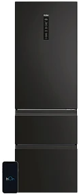 Lodówka Haier 3D 60 Series 5 HTW5618ENPT | Total No Frost, My Zone, Humidity Zone, Wi-Fi (hOn) | 360 l (235 + 125 l), klasa E, 185 x 59,5 x 66,7 cm | czarna