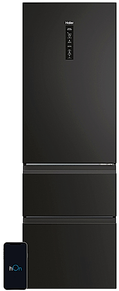 Lodówka Haier 3D 60 Series 5 HTW5618ENPT | Total No Frost, My Zone, Humidity Zone, Wi-Fi (hOn) | 360 l (235 + 125 l), klasa E, 185 x 59,5 x 66,7 cm | czarna
