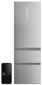 Lodówka Haier HTW5618DNMG | Total No Frost, My Zone, Humidity Zone, sterowanie smartfonem (hOn) | 185 × 59,5 × 66,7 cm, 360 l, 35 dB, klasa D | Srebrny
