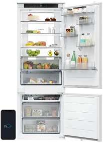 Lodówka do zabudowy Candy CNBQT5719DW | Total No Frost Circle Fresh, szuflada Adaptive Humidity Area, sterowanie przez aplikację hOn (Wi-Fi) | 382 l (281/101 l), klasa D, 33 dB, wys. 193,5 cm, szer. 69 cm | biała