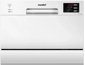 Comfee KWH-TD602E-W | wyświetlacz LED, opóźniony start 1-24 h, wskaźniki soli i nabłyszczacza | 6 kompletów, 6 programów, klasa F, 47 dB, wys. 43,8 cm | biała