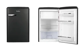 Lodówka wolnostojąca Amica KS 15617 MS | stylistyka retro, komora niskich temperatur, regulowane półki | 108 l, klasa E, 37 dB, wys. 87,5 cm | czarna matowa