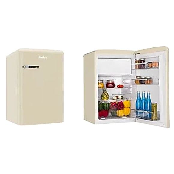 Lodówka Amica KS15615B | Automatyczne odszranianie, FlexiShelf, Safety Glass | 108 l, klasa E, 37 dB | Beżowa | NETSKLEP.COM