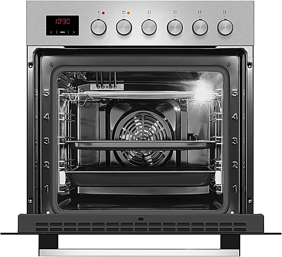 Zestaw do zabudowy piekarnik + płyta gazowa Amica EHEG 934 112 E (Fine Design) | termoobieg, parowa funkcja czyszczenia | piekarnik elektryczny 65 l klasa A, płyta gazowa 4 palniki na szkle, szer. 59,5 cm | stal nierdzewna