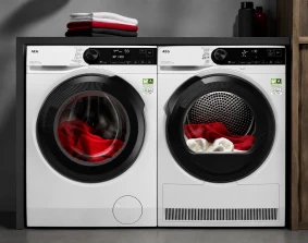 Zestaw AEG LR8AMZ49FL + TR7T65685 | pralka 9 kg i suszarka 8 kg z pompą ciepła | PowerCare, ProSteam, SensiDry