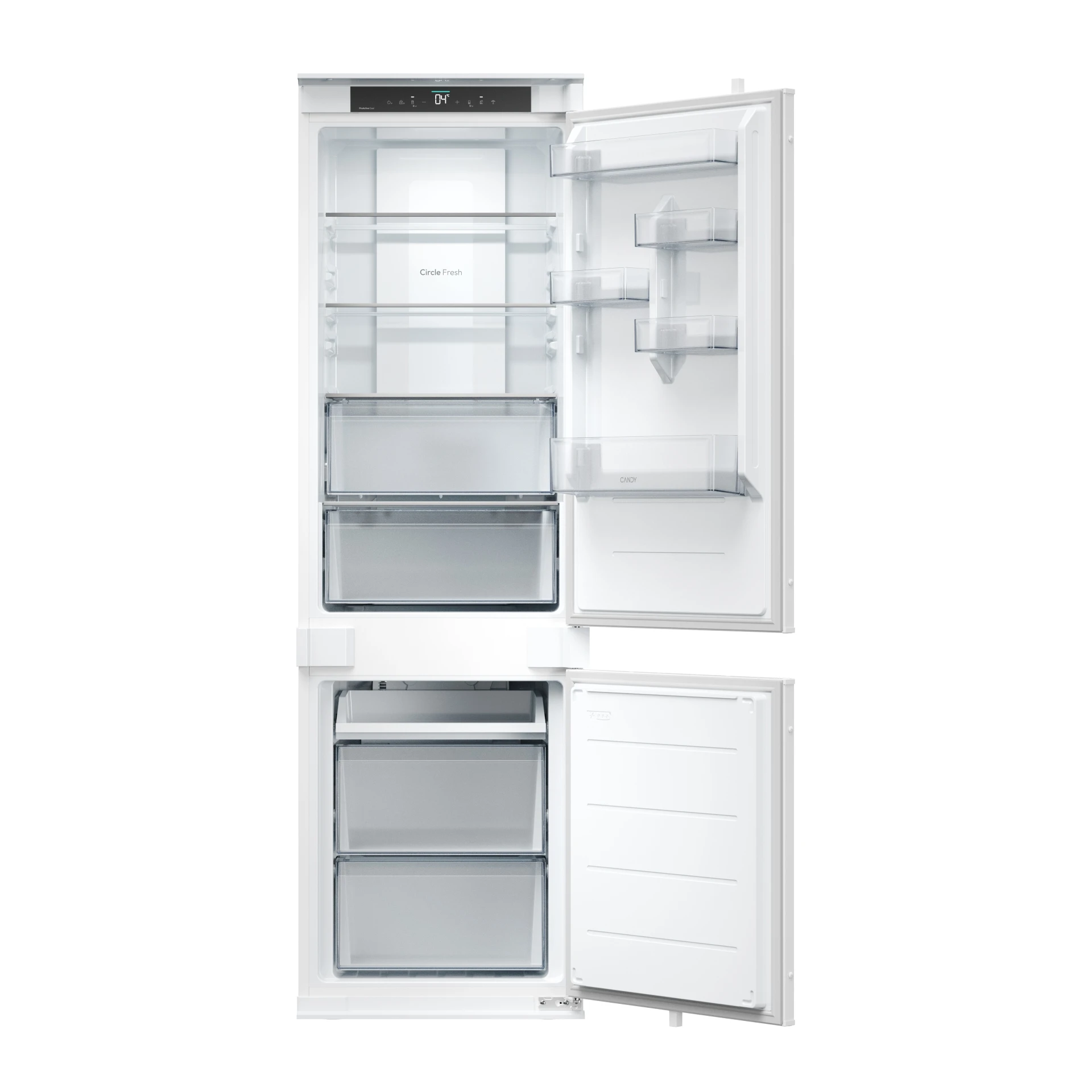 Lodówka do zabudowy Candy ECNBQT3518E Fresco 400 | 251 l, Total No Frost, klasa E | Circle Fresh, Humidity Zone, zawiasy ślizgowe | NETSKLEP.COM
