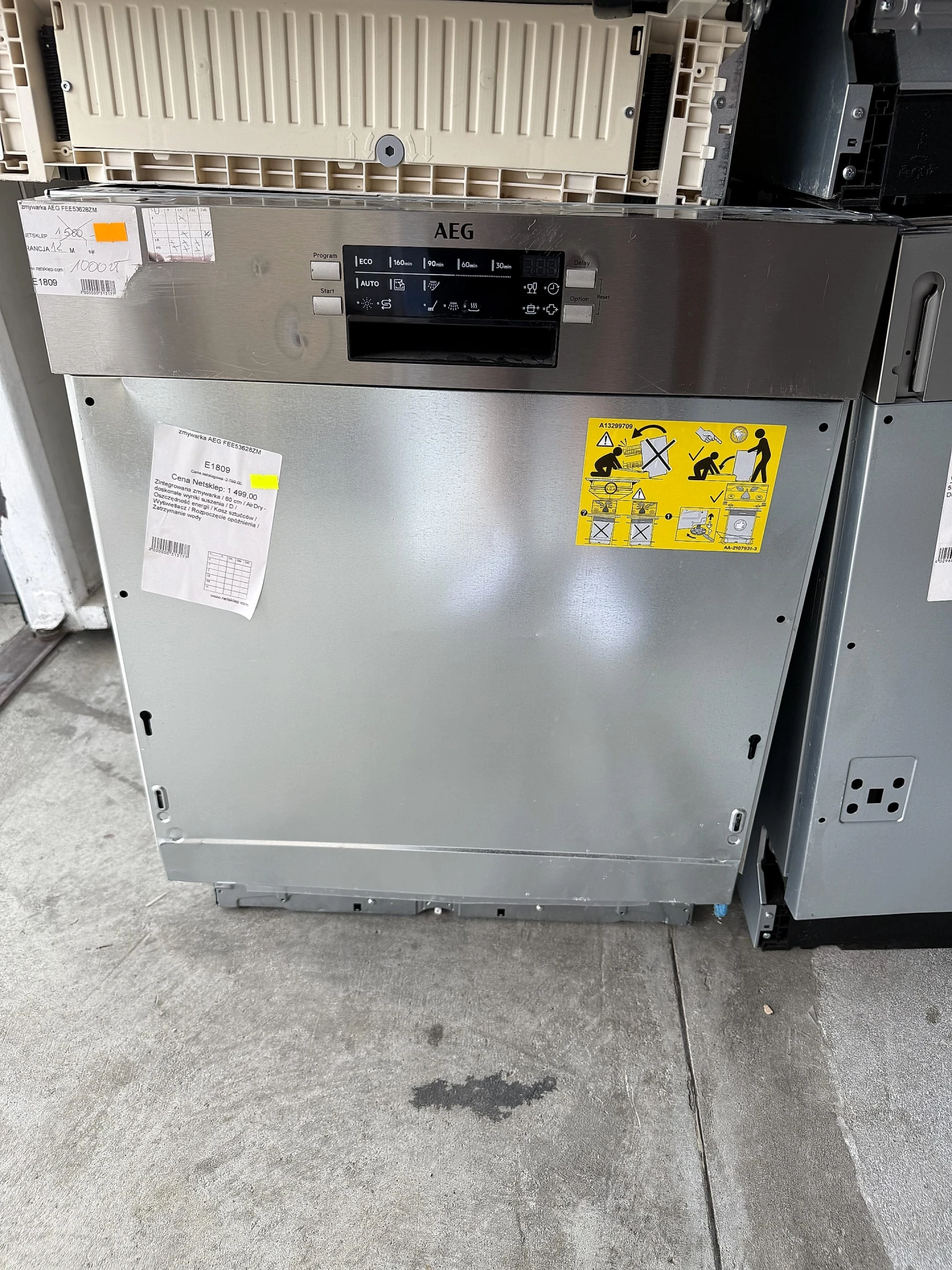Zmywarka półintegrowana AEG FEE53628ZM 6000 SatelliteClean | 60 cm, 13 kompletów, klasa D | AirDry, ExtraHygiene, XtraPower | NETSKLEP.COM