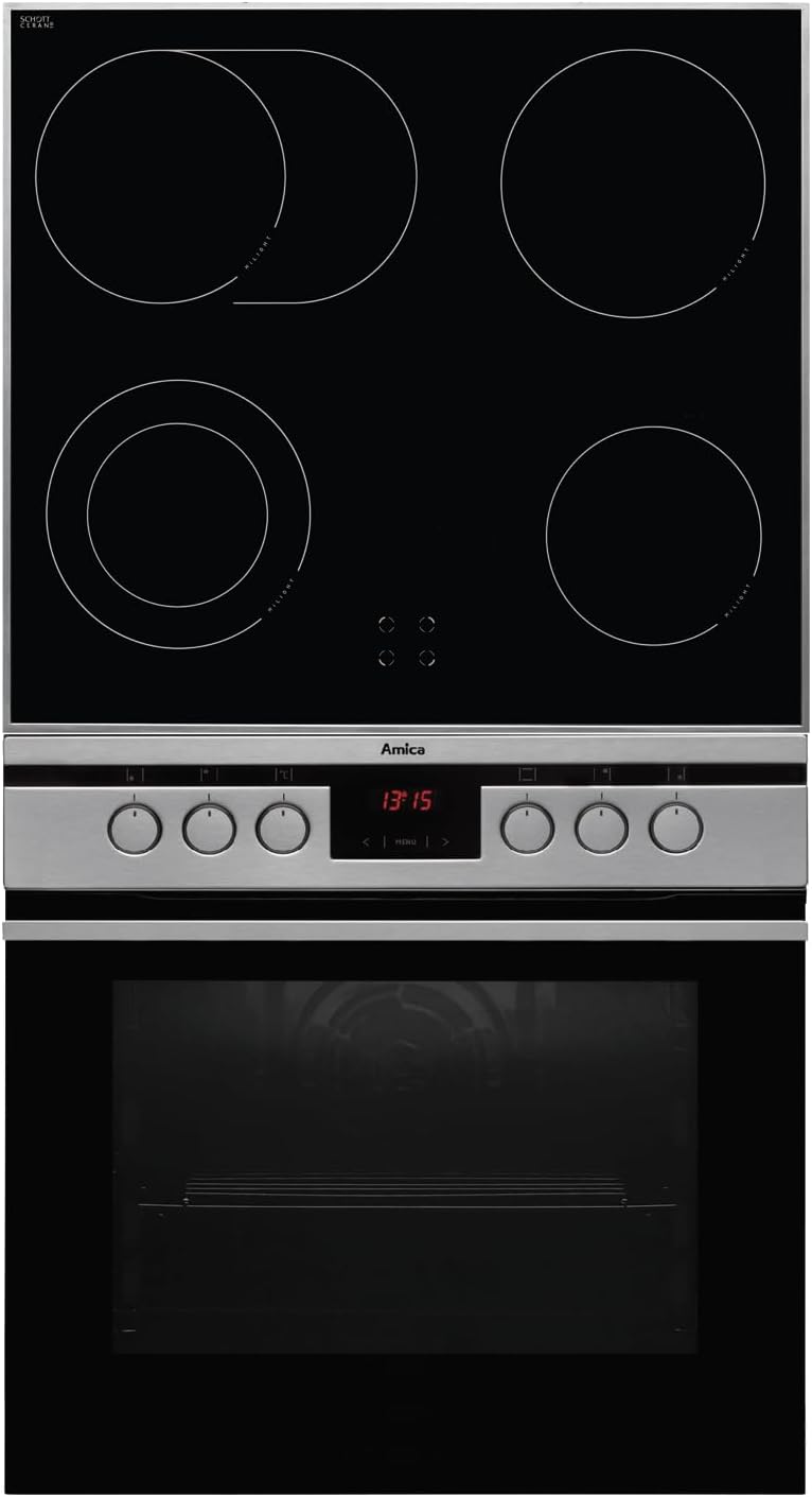Zestaw Amica EHC 12761 E | piekarnik 65 l + płyta ceramiczna 60 cm | termoobieg, Steam Clean, prowadnice teleskopowe | NETSKLEP.COM