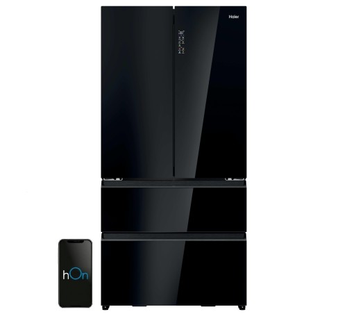 Lodówka French Door Haier HFR79F19DFGB | 703 l, No Frost, klasa D | kostkarka, 36 dB, czarne szkło | NETSKLEP.COM