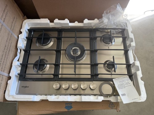 Płyta gazowa Whirlpool GMWL 728/IXL | 5 palników, Power Burner 4 kW | 73 cm, iXelium, żeliwne ruszty | NETSKLEP.COM