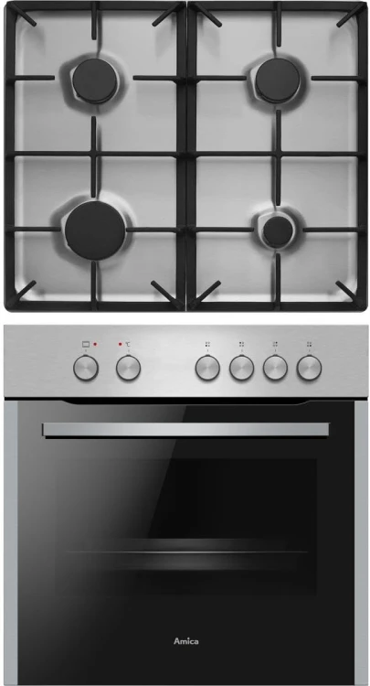 Zestaw do zabudowy Amica EHEG 933 101 E | piekarnik 65 l + płyta gazowa 4 palniki | termoobieg, SteamClean, SoftClose | NETSKLEP.COM