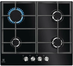 Płyta gazowa Electrolux KGG6426K | 4 palniki, 7,95 kW | czarne szkło, żeliwne ruszty, 59 cm