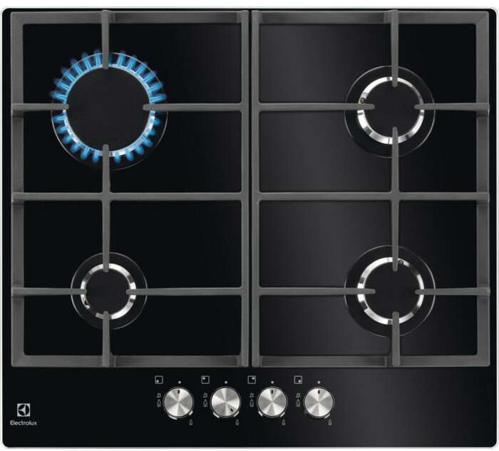 Płyta gazowa Electrolux KGG6426K | 4 palniki, 7,95 kW | czarne szkło, żeliwne ruszty, 59 cm | NETSKLEP.COM